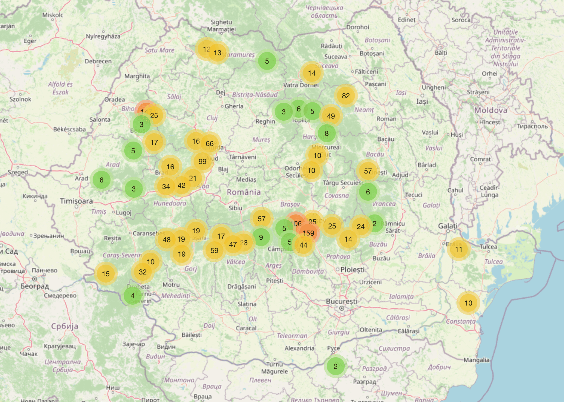 Hartă zone de cățărat